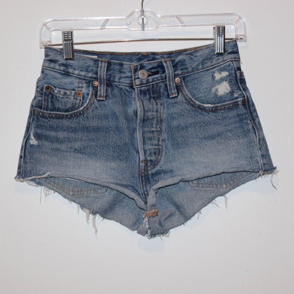 Levi's 501  Blue High Rise Denim Jean Shorts Women's Size 25